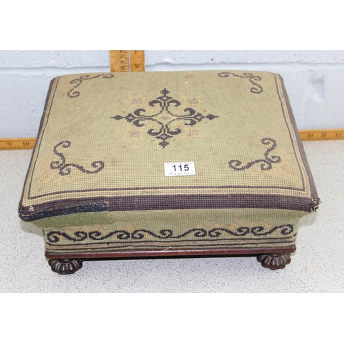 115 - A Victorian tapestry topped footstool