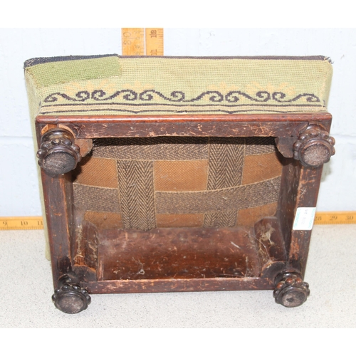 115 - A Victorian tapestry topped footstool