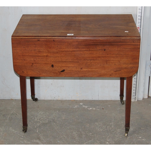 116 - Antique mahogany Pembroke table with mother-of-pearl escutcheons