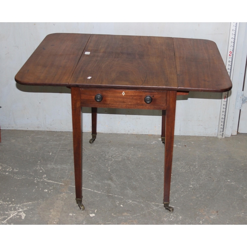 116 - Antique mahogany Pembroke table with mother-of-pearl escutcheons