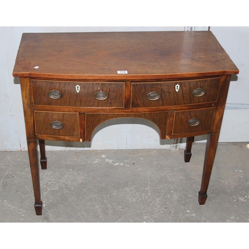 118 - Antique mahogany knee-hole desk with spade legs