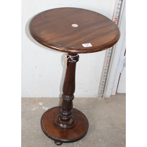 121 - 19th century mahogany circular pedestal table with mother-of-pearl inlay