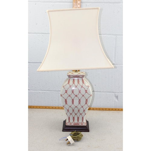 245 - Large decorative porcelain table lamp with shade