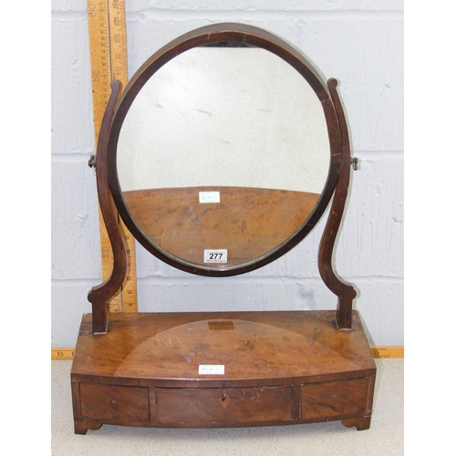 277 - Antique mahogany table top mirror with 3 drawers