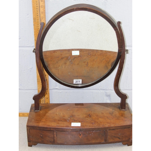 277 - Antique mahogany table top mirror with 3 drawers