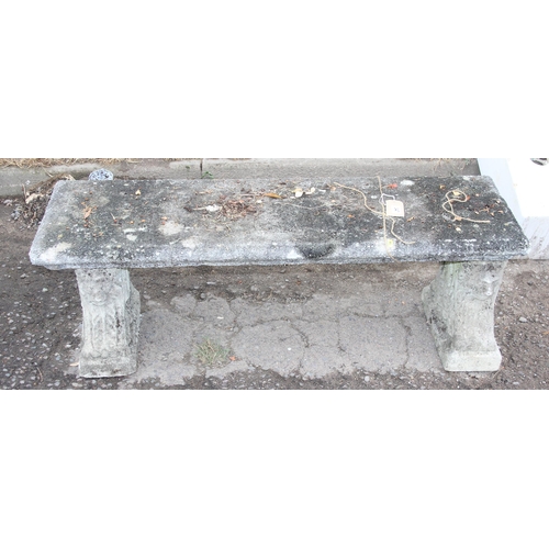 347 - Weathered concrete garden bench