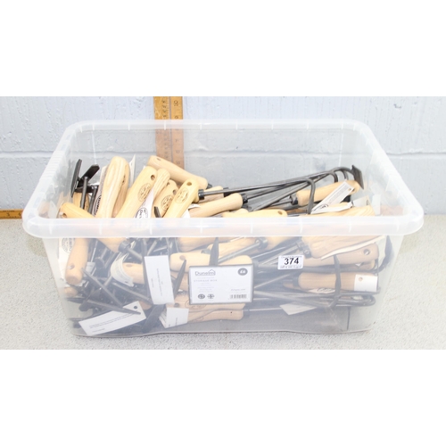 374 - Box of assorted Spork brand by DeWit of Holland ash handled garden hand tools, various unusual desig... 