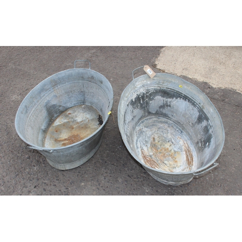 379 - 2 vintage galvanised tin baths