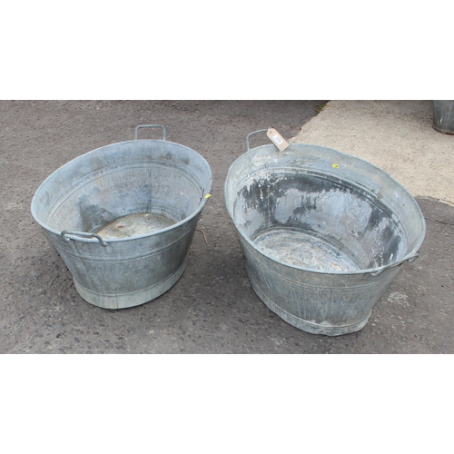 379 - 2 vintage galvanised tin baths