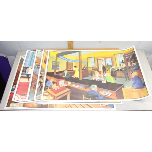 435 - 5 interesting vintage Oge Hachette French double-sided school posters