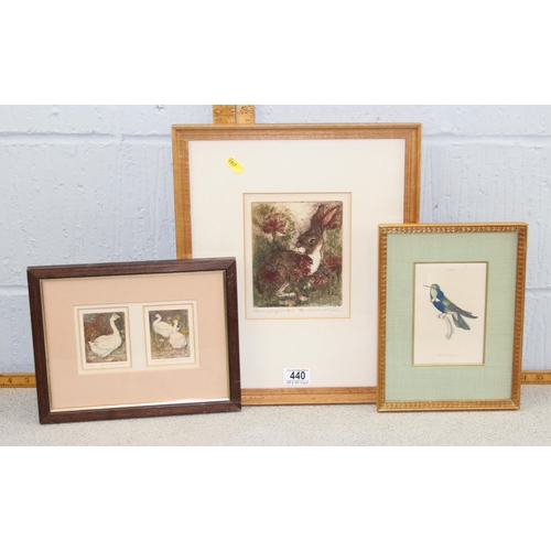 440 - Limited edition hand tinted print of geese signed and numbered by USA artist Caroline Garrett Webbe ... 