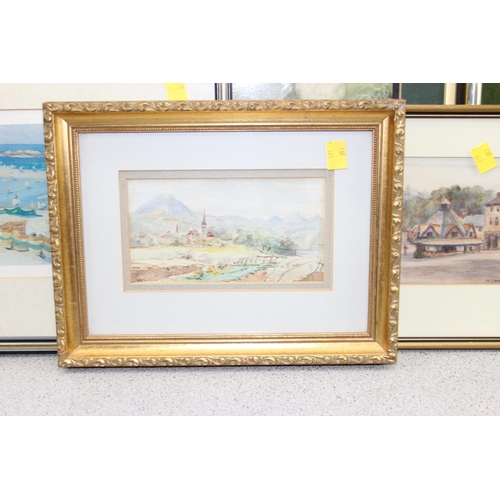 441 - Qty of assorted pictures to inc 2 original framed watercolours – Interlaken from Zollhaus by S G Jar... 