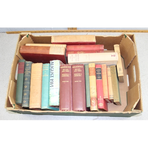 574 - Box of assorted vintage books to in Winston Churchill, Queen Victoria letters etc etc