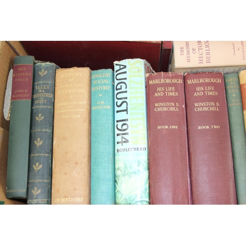 574 - Box of assorted vintage books to in Winston Churchill, Queen Victoria letters etc etc