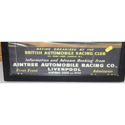 777 - Framed reproduction Aintree RAC British grand prix 1955 advertising poster