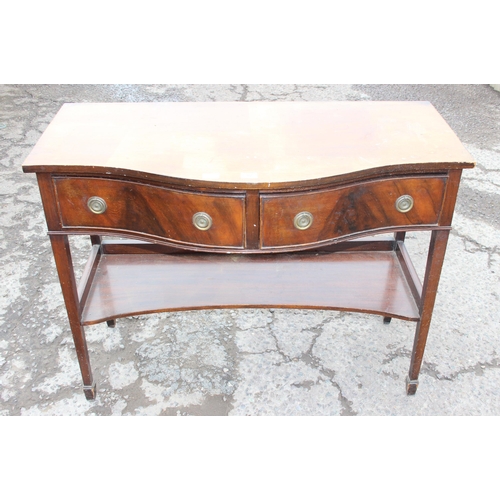 82 - An Edwardian bow fronted 2 drawer hall table