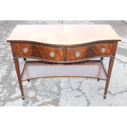 82 - An Edwardian bow fronted 2 drawer hall table