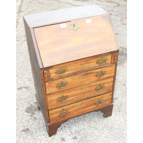 89 - A small 19th century mahogany 4 drawer bureau