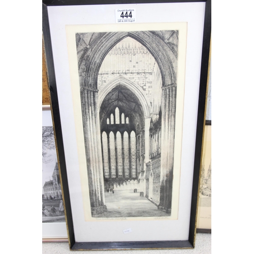 444 - Qty of antique and later framed engravings to inc one by Charles A. Barker, mainly Architectural