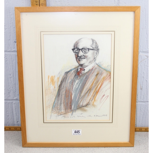 445 - An interesting pastel portrait of a gentleman, indistinctly signed but dated 1982, St Edmund Hall