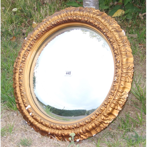 448 - A large vintage gilt framed convex mirror