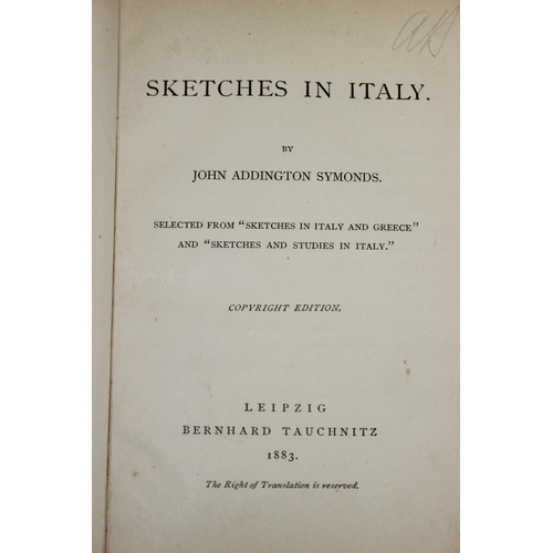 580 - 4 antique leather bound books, Don Quioxte, Sketches in Italy 1883, The Young Man's book of Knowledg... 