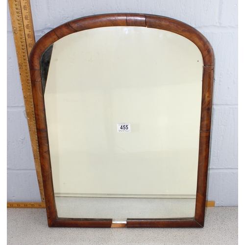 492 - Antique wooden framed archtop mirror