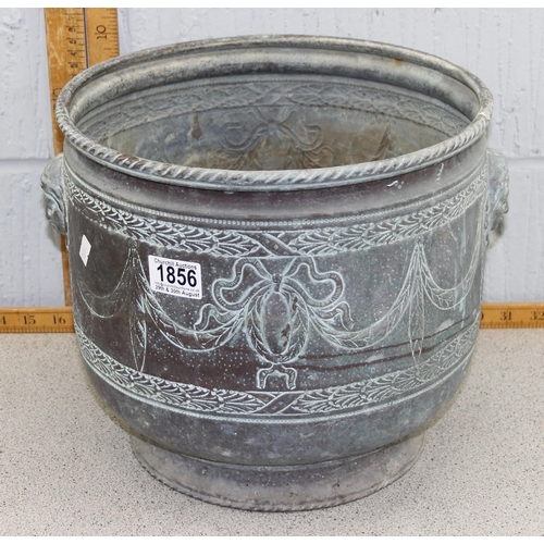 1856 - A large antique copper planter decorated with classical swags, likely early 20th century