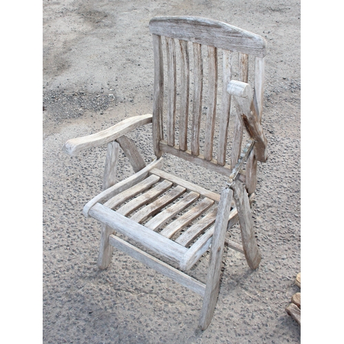 326 - A set of 6 weathered teak folding garden chairs by Brigdman