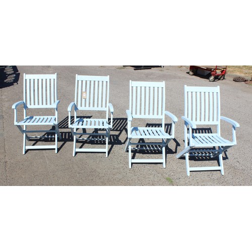 327 - 4 painted folding wooden garden chairs