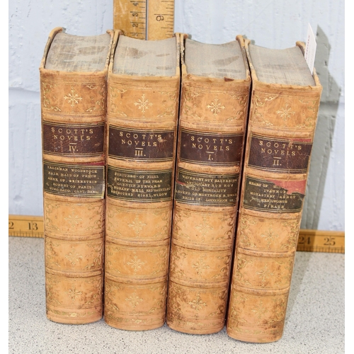 601 - The Waverley Novels by Sir Walter Scott, 4 half leather bound volumes, published by Adam & Charles B... 