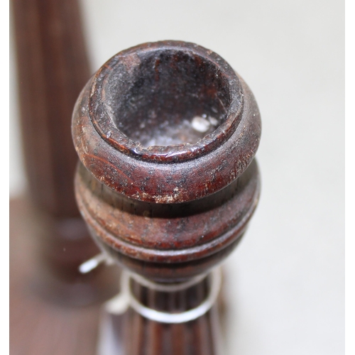 1862 - A pair of vintage turned oak candlesticks with fluted design