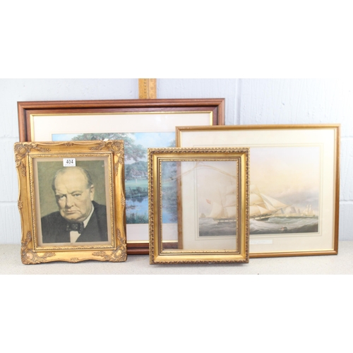 495 - Qty of assorted pictures to inc a vintage Winston Churchill print