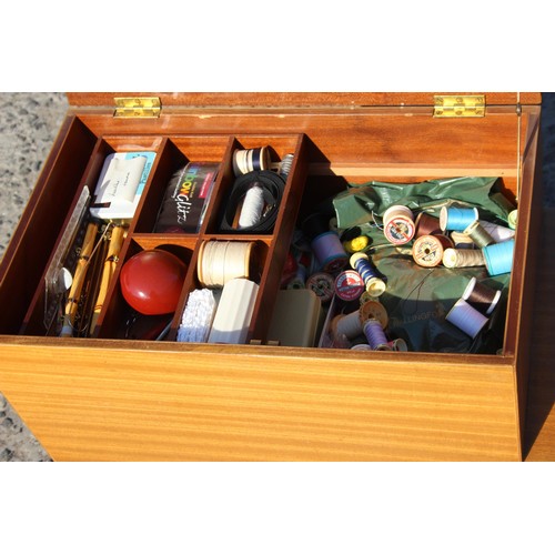 52 - Retro sewing box and contents