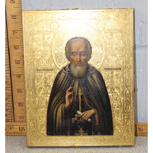 409 - A vintage Russian Orthodox icon, believed to be hand painted