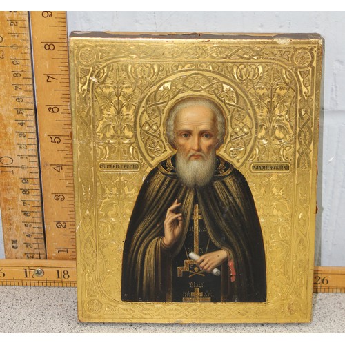 409 - A vintage Russian Orthodox icon, believed to be hand painted