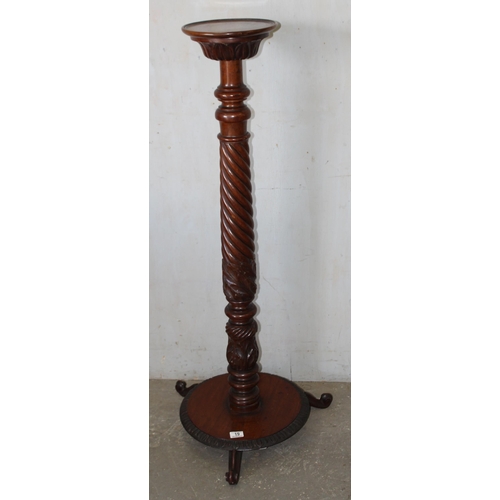 19 - Victorian mahogany torchere stand with turned column