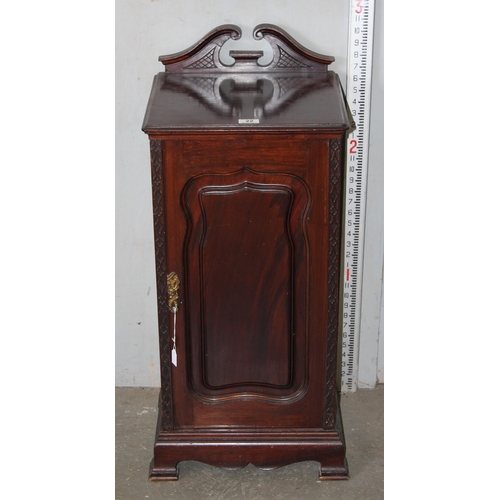 22 - Antique mahogany pot cupboard with carved details