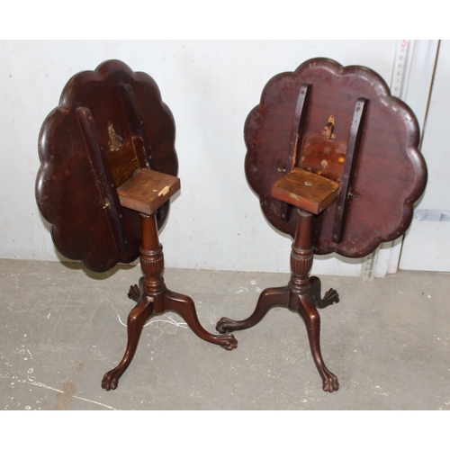 23 - Pair of 19th century mahogany pie-crust tilt-top tables with claw feet