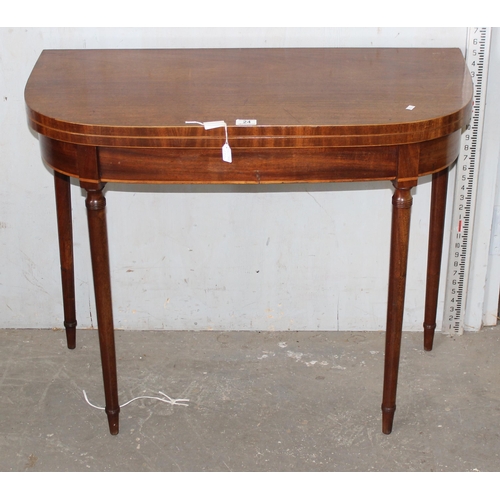 24 - Edwardian mahogany card table with inlaid detail