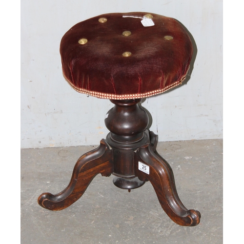 25 - Antique rise and fall piano stool