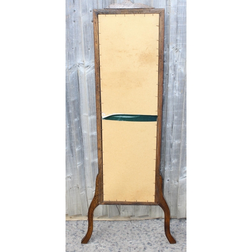 300 - Oak framed cheval type standing mirror