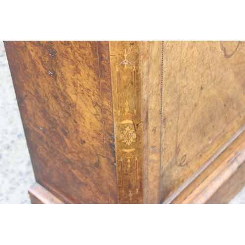 42 - Victorian walnut & ormolu credenza type wall cabinet with figured top above a marquetry inlaid doors... 