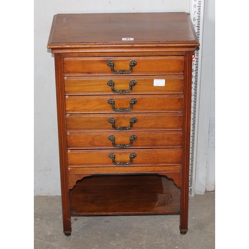 43 - Edwardian 6-draw music cabinet with brass handles by Henry Stone & Son of Banbury