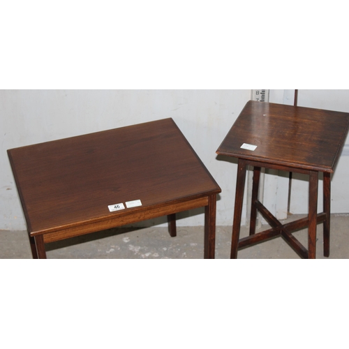 46 - 2 small vintage wooden tables