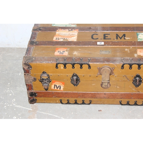 47 - A vintage shipping trunk with labels by W.W. Winship