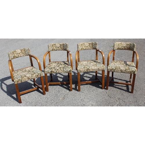 6 - A set of 4 vintage oak armchairs with floral upholstery