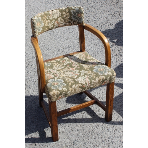 6 - A set of 4 vintage oak armchairs with floral upholstery