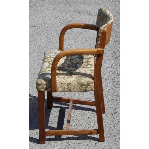 6 - A set of 4 vintage oak armchairs with floral upholstery