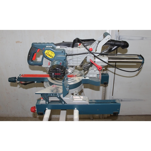 676 - Bosch Professional GCM 8 SJL sliding mitre saw on stand, barely used